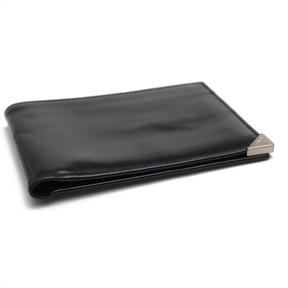 Prada Wallet Leather Black Portatrucco Vitello Box Billfold No Coin Purse Bifold — view 4