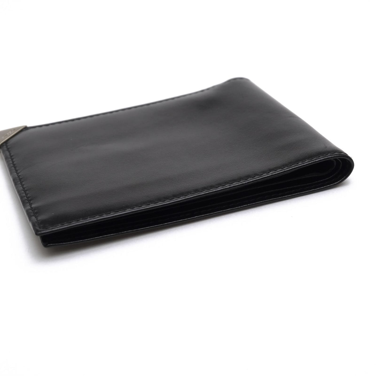 Prada Wallet Leather Black Portatrucco Vitello Box Billfold No Coin Purse Bifold — view 3