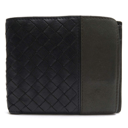 Bottega Veneta Wallet Leather Olive Khaki Bicolor Coin Purse Bifold Mesh