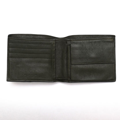Bottega Veneta Wallet Leather Olive Khaki Bicolor Coin Purse Bifold Mesh — view 5