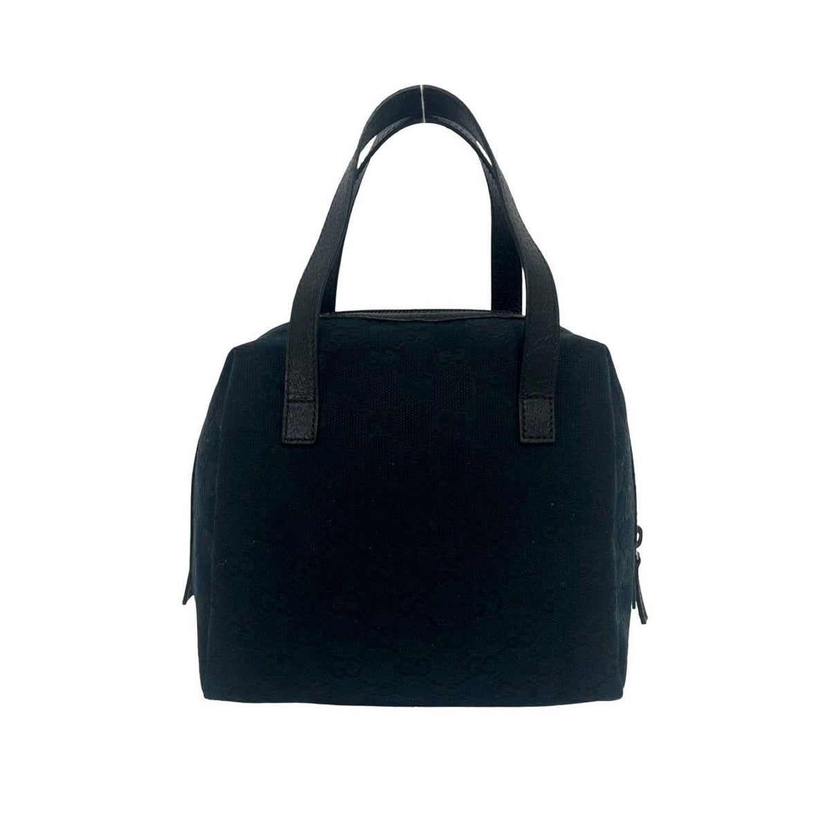 Gucci GG Pattern Canvas Leather Mini Boston Bag Tote Black — view 3