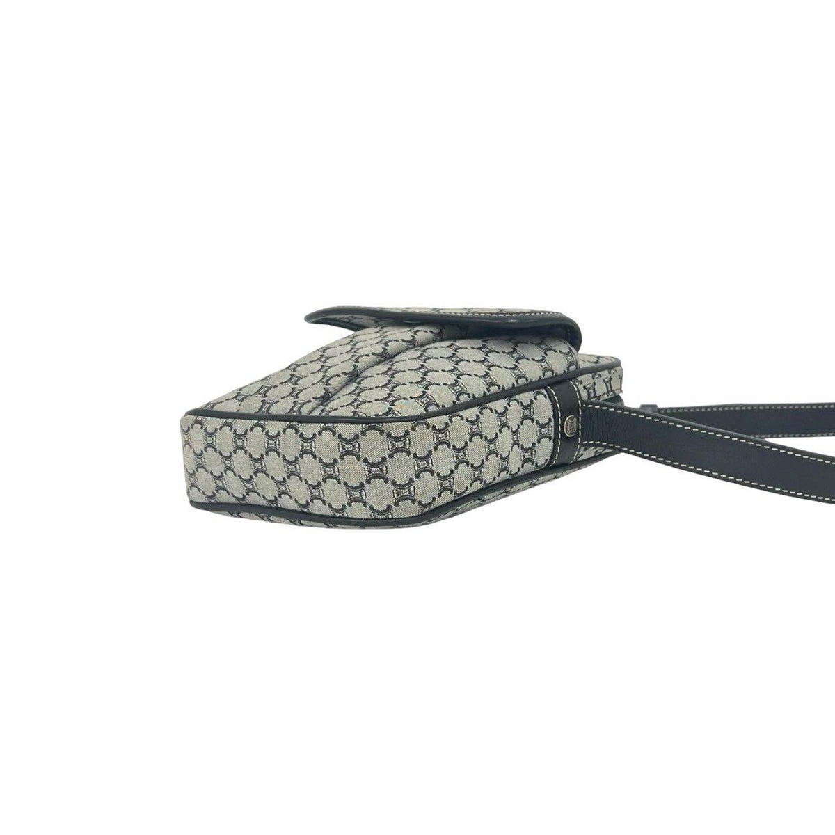 Celine Macadam Blason Triomphe Pattern Canvas Leather Shoulder Bag Pochette — view 8
