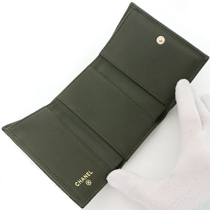 Chanel Classic Small Flap Wallet Trifold Quilted CC Logo Leather Khaki — view 2