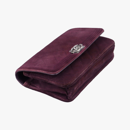 Chanel Boy Chain Wallet Purple Velour Shoulder Bag — view 5