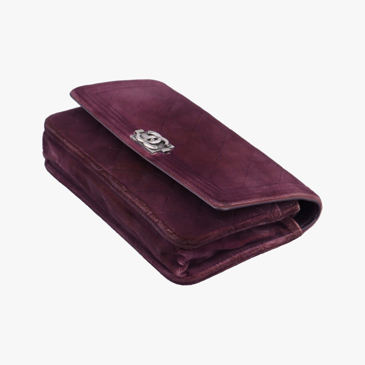 Chanel Boy Chain Wallet Purple Velour Shoulder Bag — view 4