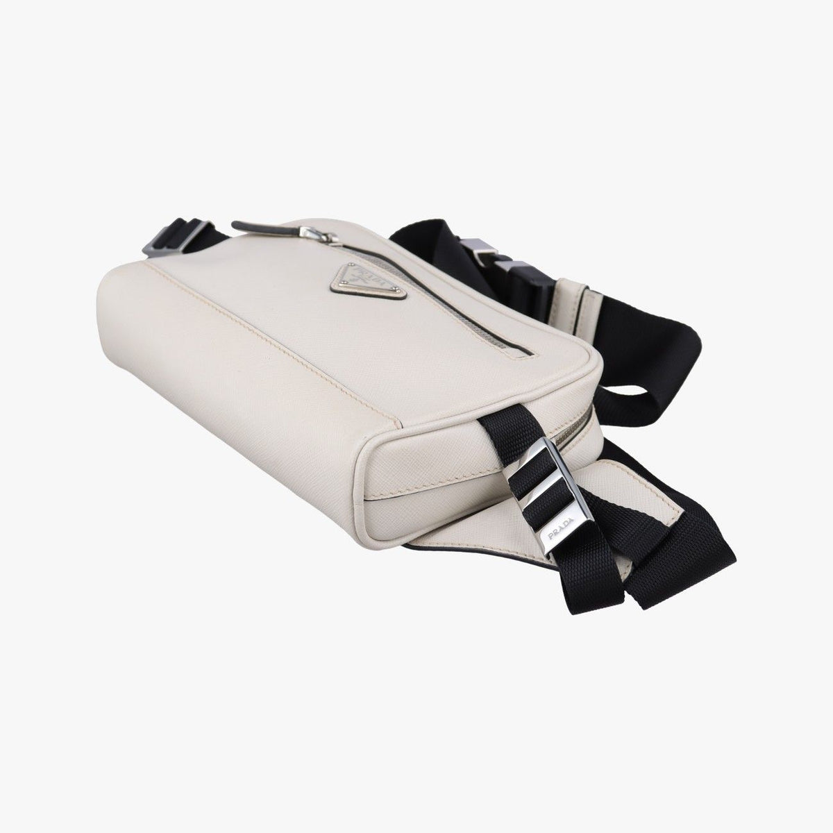 Prada Triangle Logo White Saffiano Leather 56 Handbag — view 4