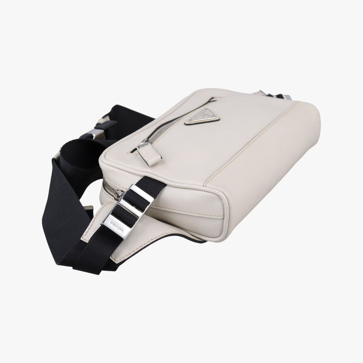 Prada Triangle Logo White Saffiano Leather 56 Handbag — view 5