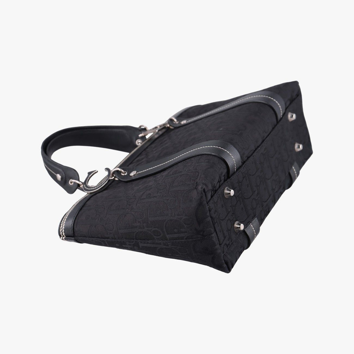 Dior Trotter Flower Tote Bag Black Canvas Leather — view 7