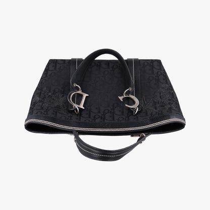 Dior Trotter Flower Tote Bag Black Canvas Leather — view 8