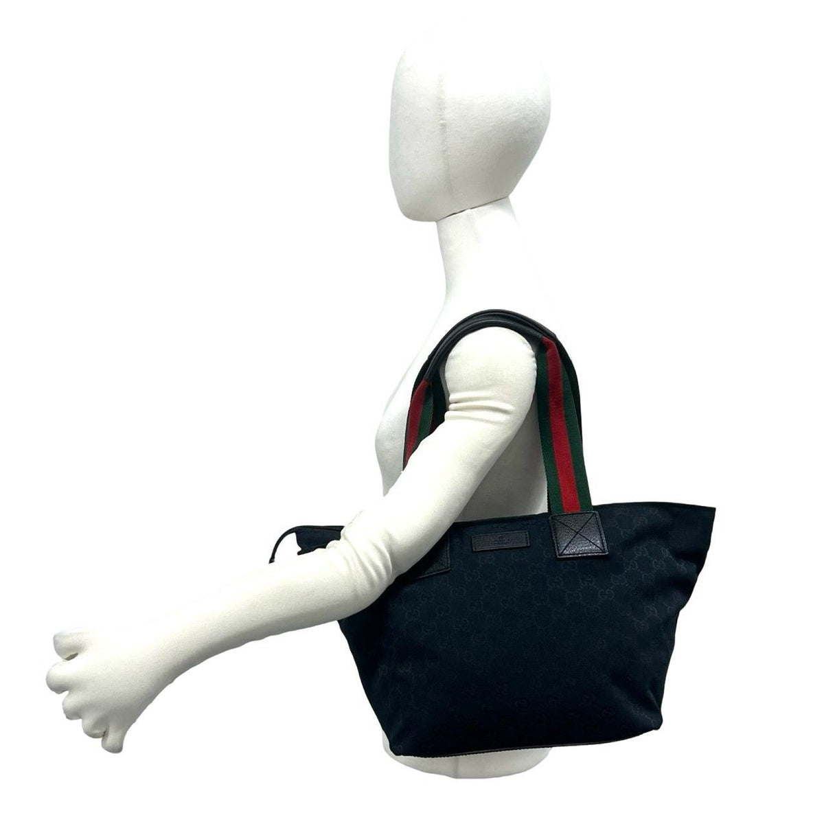 Gucci Sherry Line GG Canvas Logo Pattern Leather Tote Shoulder Bag Black — view 2