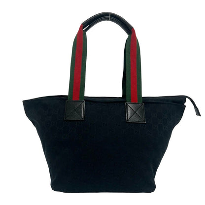 Gucci Sherry Line GG Canvas Logo Pattern Leather Tote Shoulder Bag Black — view 3