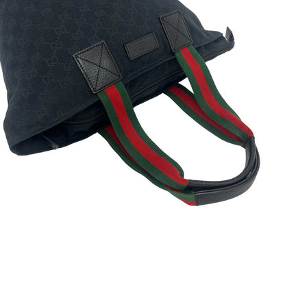 Gucci Sherry Line GG Canvas Logo Pattern Leather Tote Shoulder Bag Black — view 4