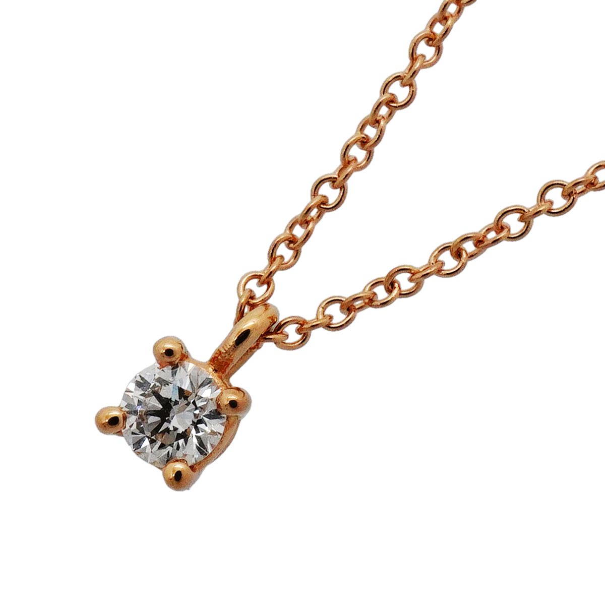 Tiffany & Co Necklace Solitaire Pink Gold Diamond