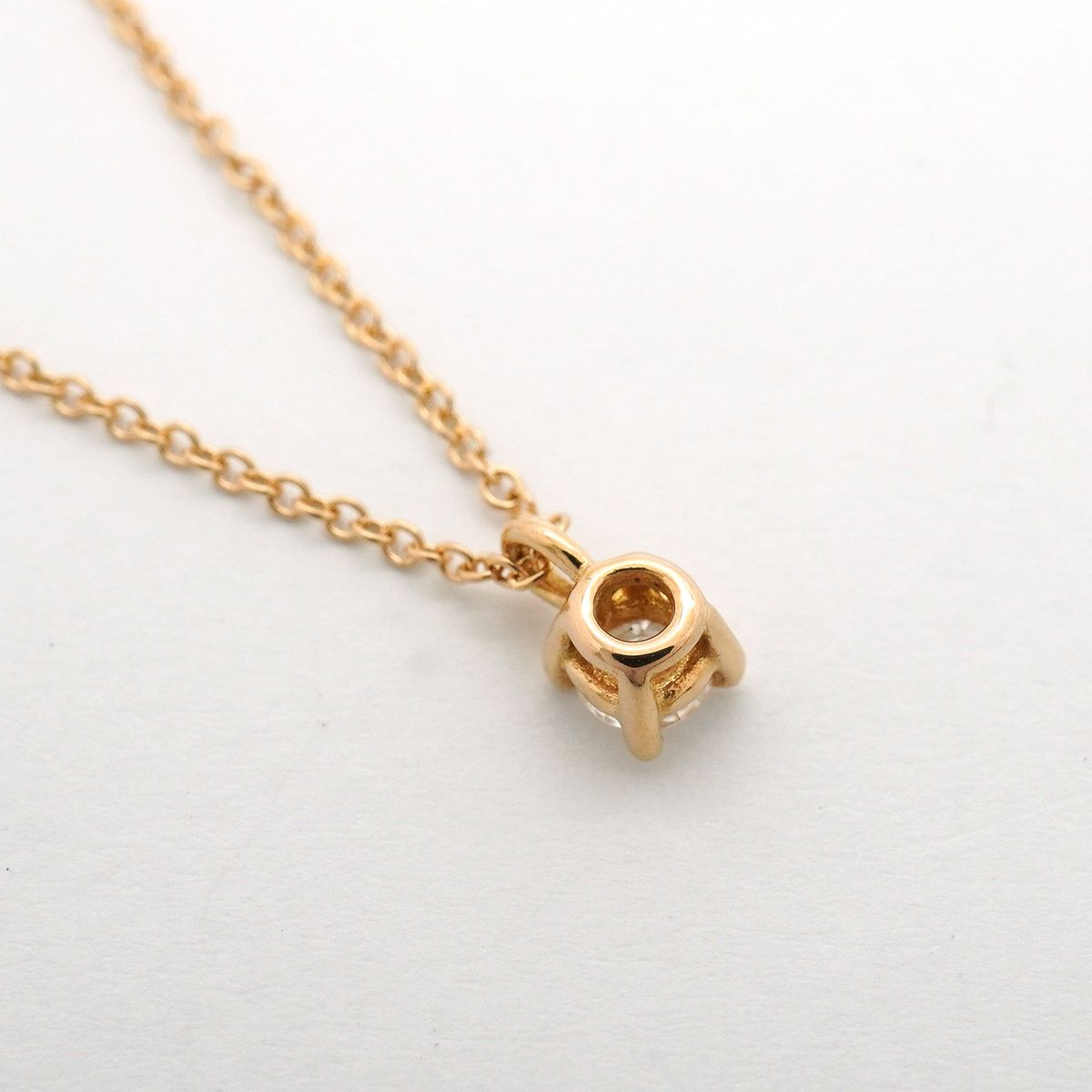Tiffany & Co Necklace Solitaire Pink Gold Diamond — view 2