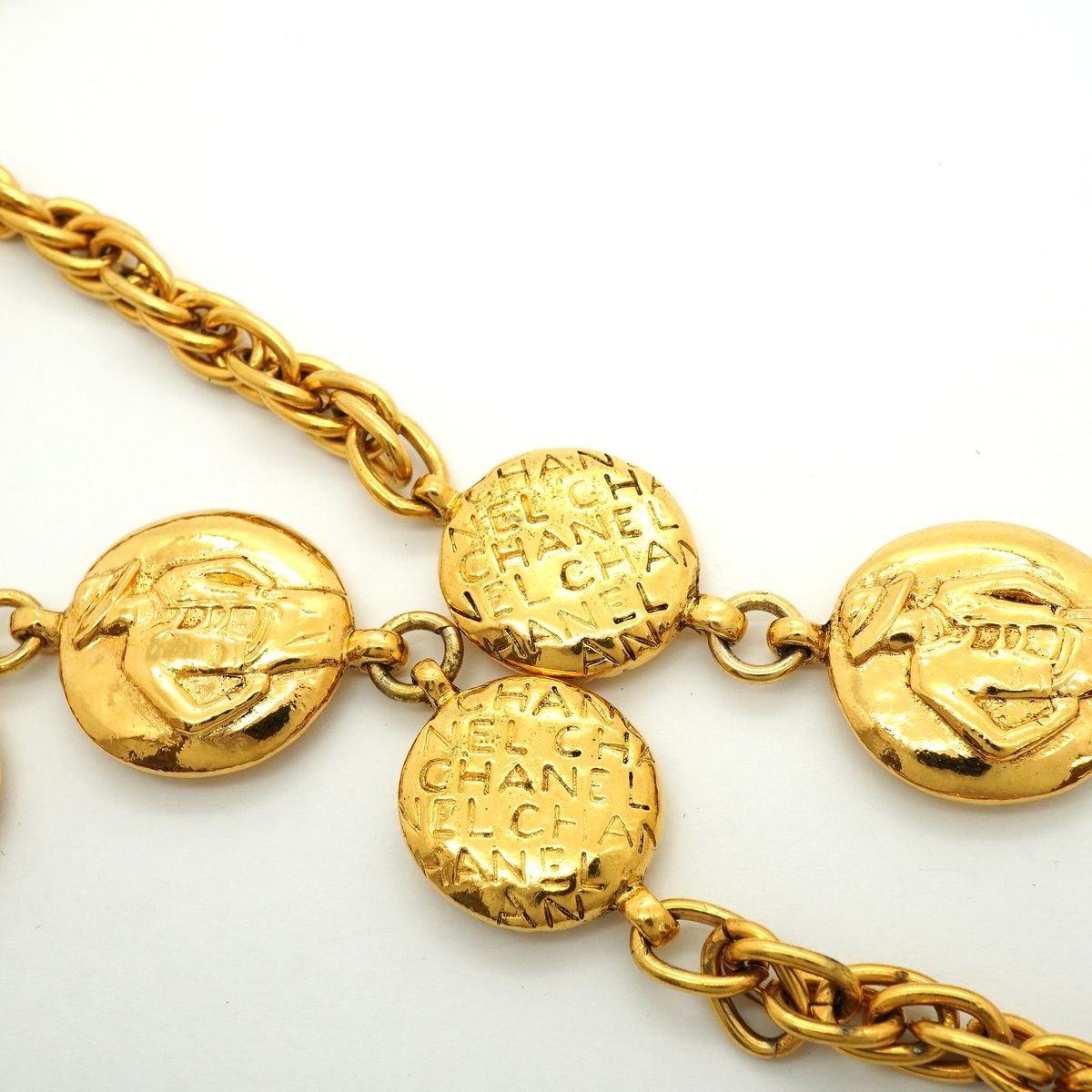 Chanel Necklace Vintage Logo Mademoiselle Gold Plated — view 8