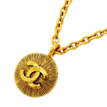 Chanel Necklace Vintage CC Logo Round Circle Gold Plated