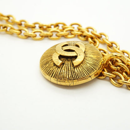Chanel Necklace Vintage CC Logo Round Circle Gold Plated — view 8