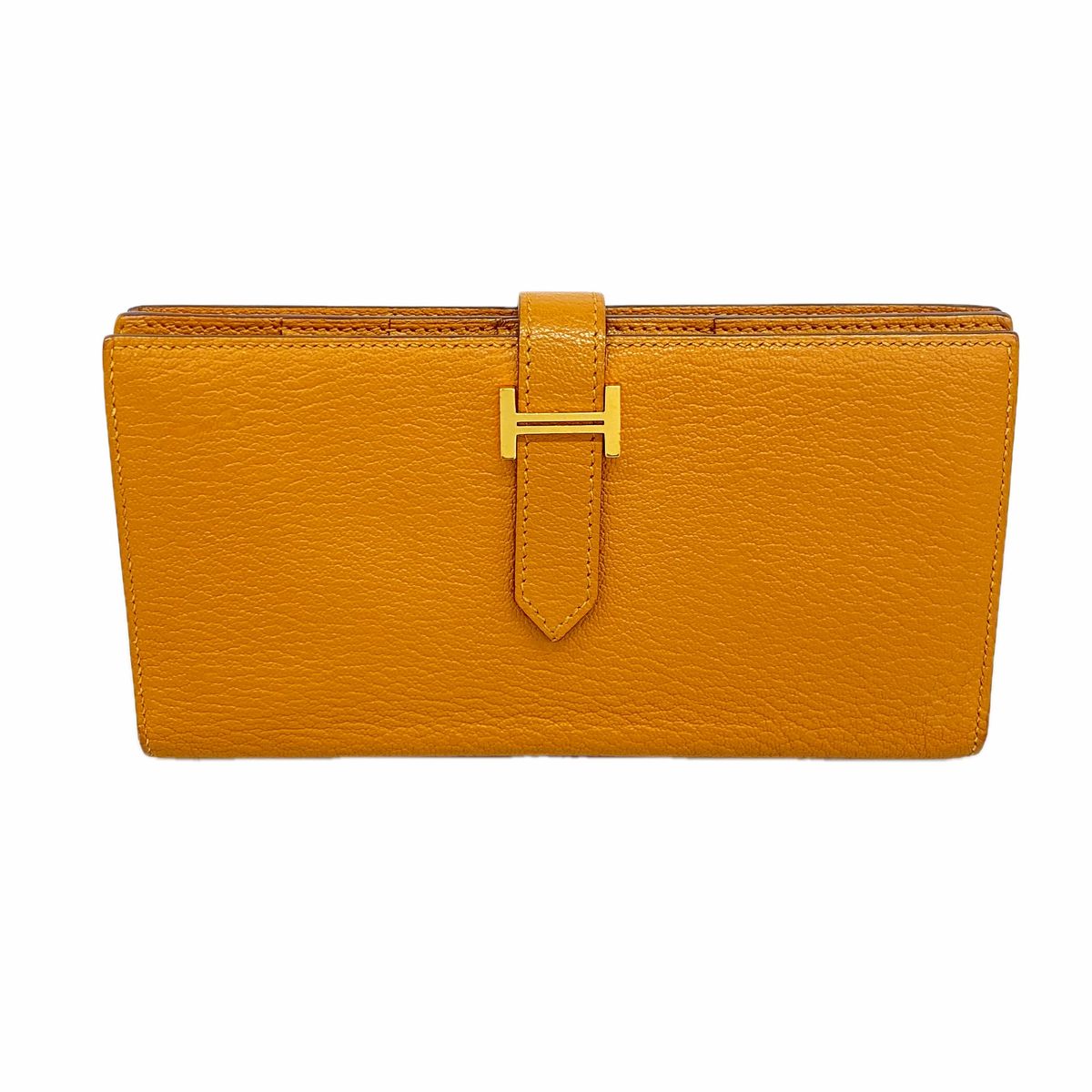 Hermes Wallet Bearn Soufflet Chevre Mysore Sesame Gold