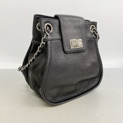 Chanel Shoulder Bag 2.55 Leather Black Silver — view 2