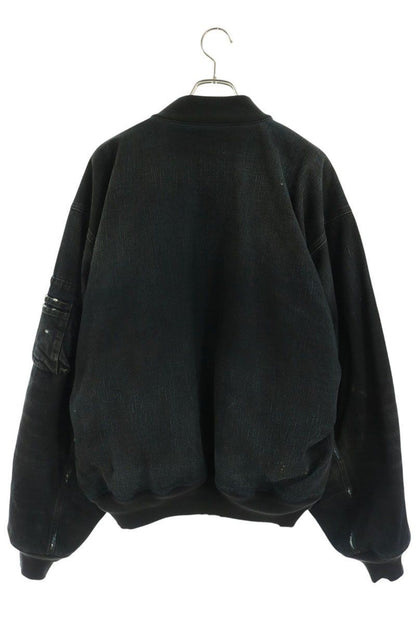 Balenciaga Distressed Denim Bomber Jacket — view 2