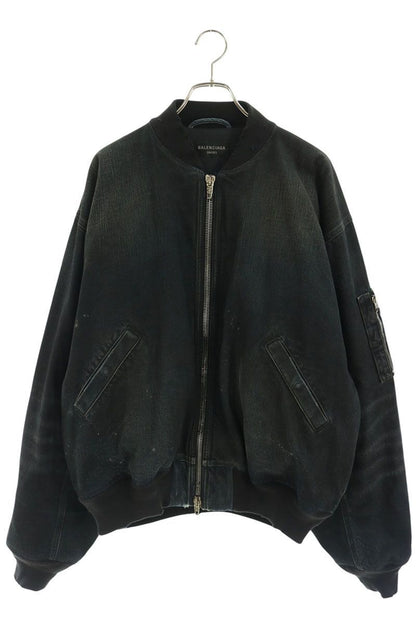 Balenciaga Distressed Denim Bomber Jacket
