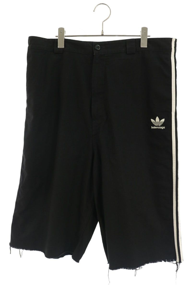Balenciaga Adidas Logo Embroidery Side Line Cutoff Denim Shorts