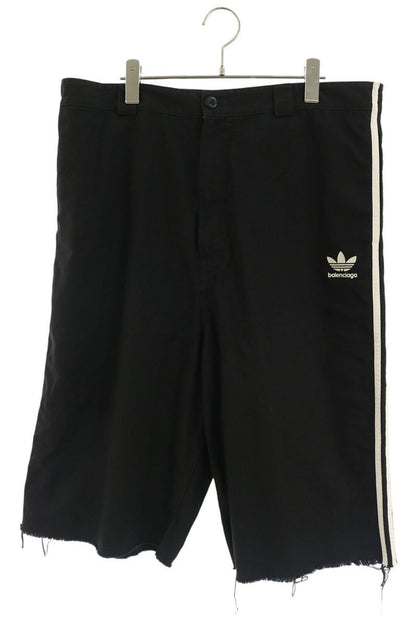 Balenciaga Adidas Logo Embroidery Side Line Cutoff Denim Shorts