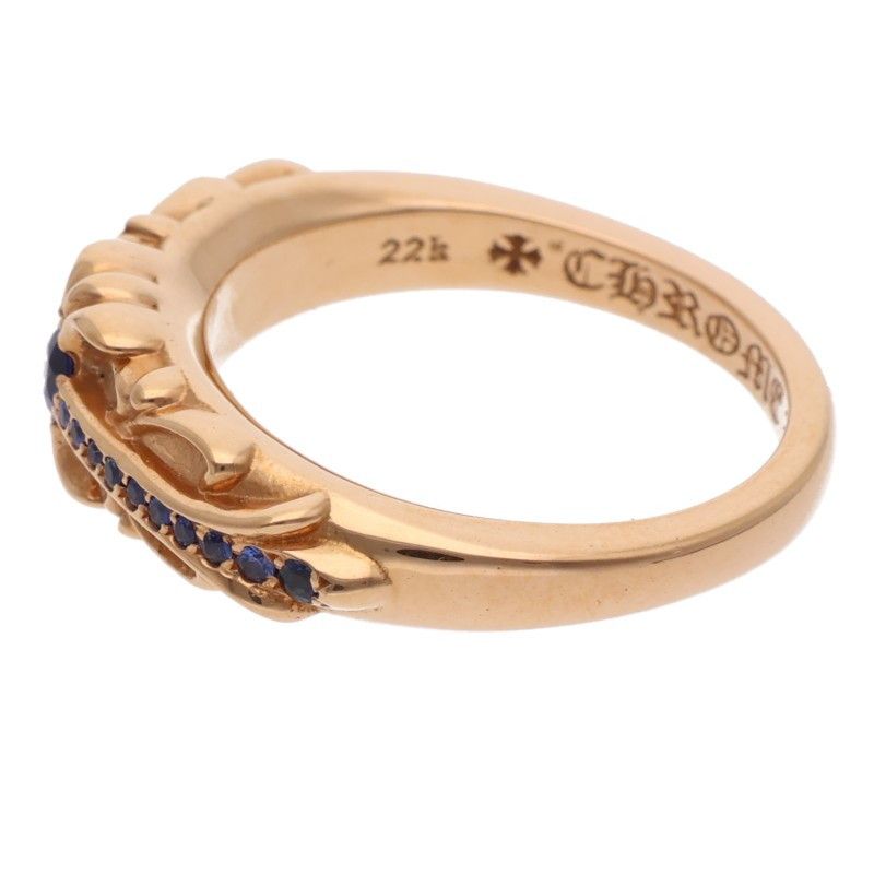 Chrome Hearts Babyclsc P Sap Baby Classic Floral Cross Pave Sapphire Gold Ring — view 5