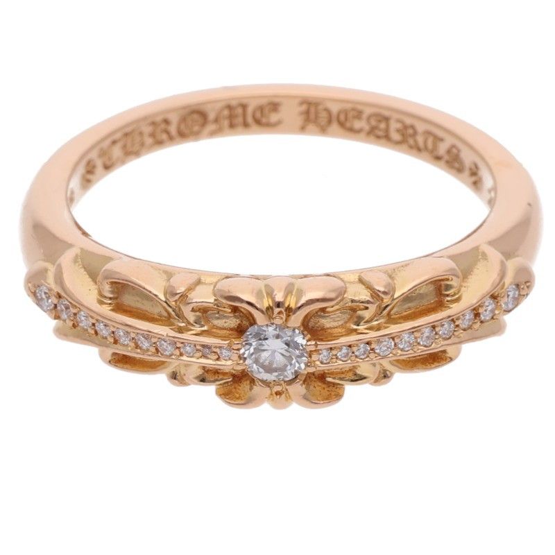 Chrome Hearts Babyclsc P D Baby Classic Floral Cross Pave Diamond Gold Ring