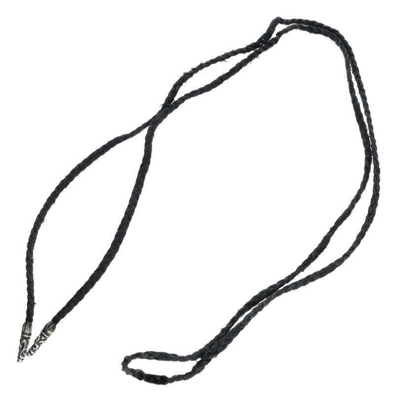 Chrome Hearts Leather Braid Scroll Blade Silver Necklace — view 2