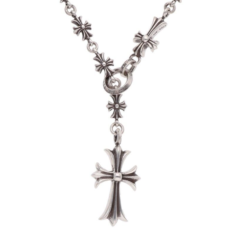 Chrome Hearts Chke Tnye CH Cross Chalk Chain Silver Necklace