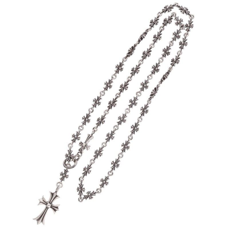 Chrome Hearts Chke Tnye CH Cross Chalk Chain Silver Necklace — view 2