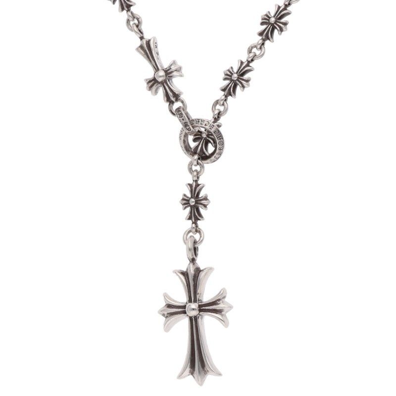 Chrome Hearts Chke Tnye CH Cross Chalk Chain Silver Necklace — view 3