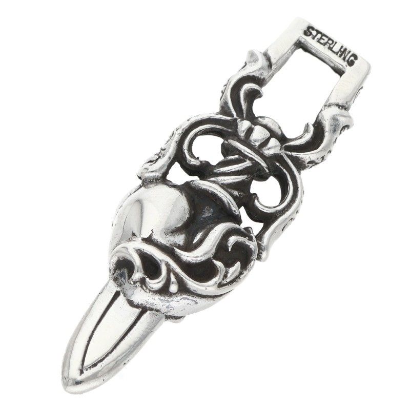 Chrome Hearts Dagger Heart Pendant Silver