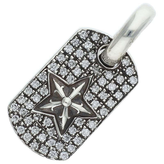 Chrome Hearts D T Tny Star P D Tiny Dog Tag Pave Diamond Silver Pendant