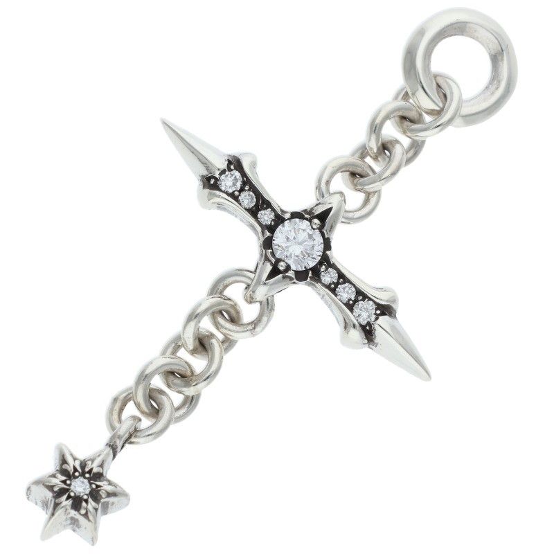Chrome Hearts Roly Cross P D Pave Diamond Silver Pendant