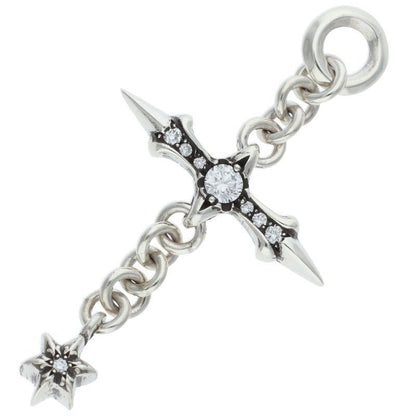 Chrome Hearts Roly Cross P D Pave Diamond Silver Pendant