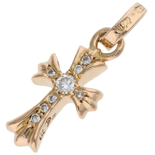 Chrome Hearts 22k Cross Baby Fat P Dmnd Babyfat Pave Diamond Gold Pendant