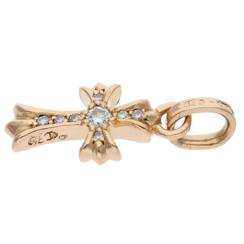 Chrome Hearts 22k Cross Baby Fat P Dmnd Babyfat Pave Diamond Gold Pendant — view 4