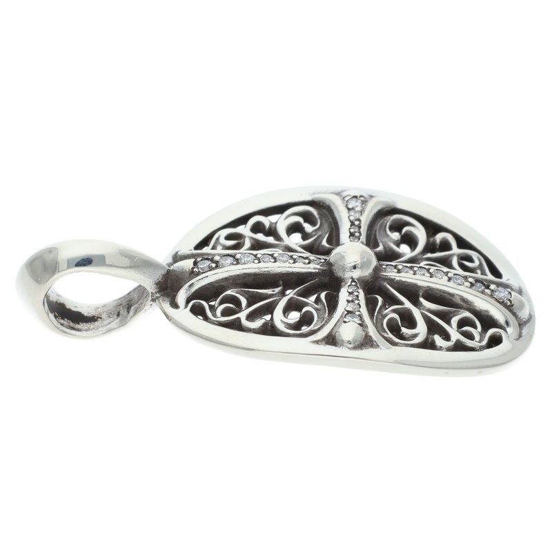 Chrome Hearts Oval P Dmnd Classic Pave Diamond Silver Pendant — view 3