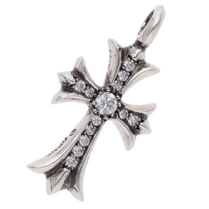 Chrome Hearts Tny Crsf P Dmnd Tiny Fat Cross Pave Diamond Pendant Silver