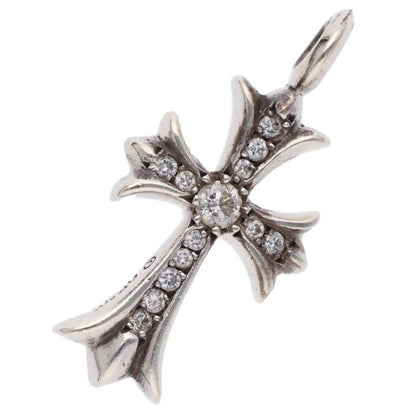Chrome Hearts Tny Crsf P Dmnd Tiny Fat Cross Pave Diamond Pendant Silver