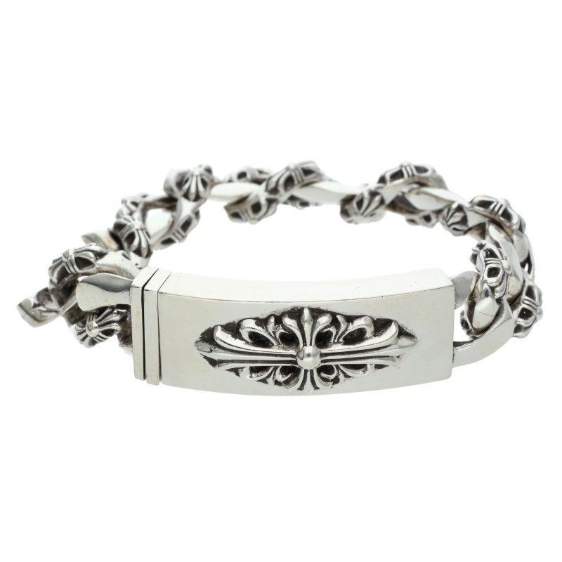 Chrome Hearts ID Floral Cross ID Fancy Silver Bracelet