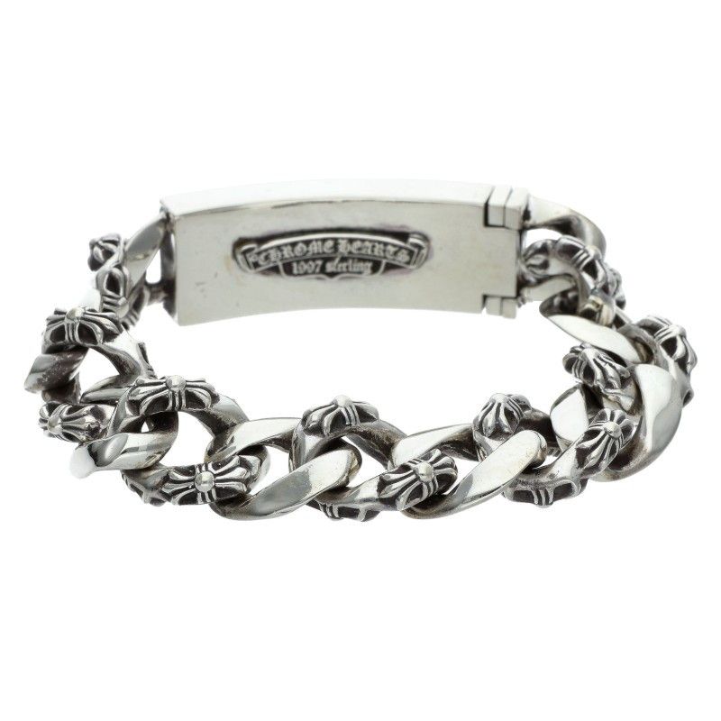 Chrome Hearts ID Floral Cross ID Fancy Silver Bracelet — view 2