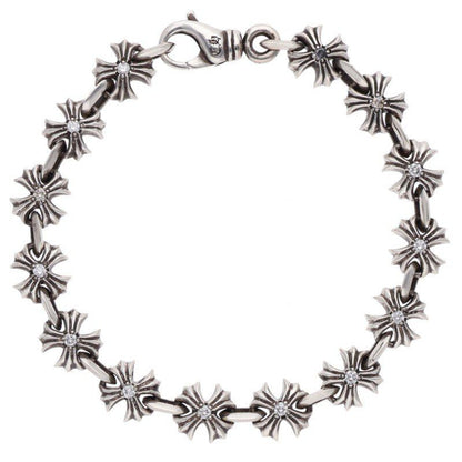 Chrome Hearts CH Link Pave Diamond Silver Bracelet