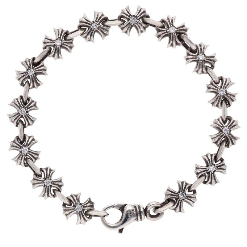 Chrome Hearts CH Link Pave Diamond Silver Bracelet — view 2
