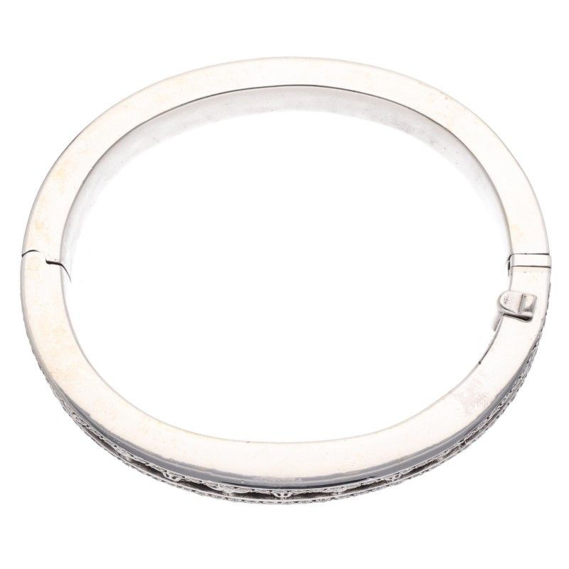 Chrome Hearts Narrow BS Fluer P Dmnd Band BS Flare Pave Diamond Silver Bracelet — view 4