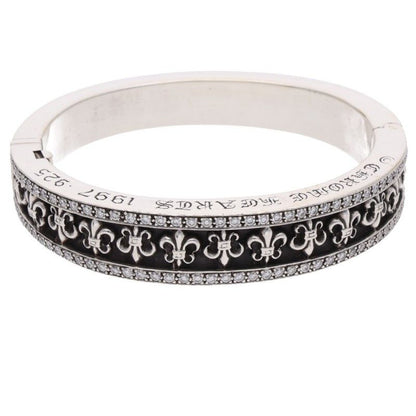 Chrome Hearts Narrow BS Fluer P Dmnd Band BS Flare Pave Diamond Silver Bracelet