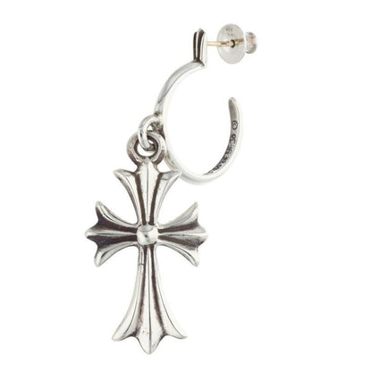 Chrome Hearts Tiny CH Cross Hoop Silver Earrings
