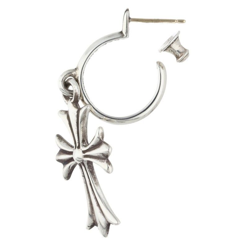 Chrome Hearts Tiny CH Cross Hoop Silver Earrings — view 5